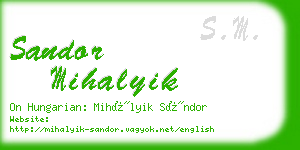 sandor mihalyik business card